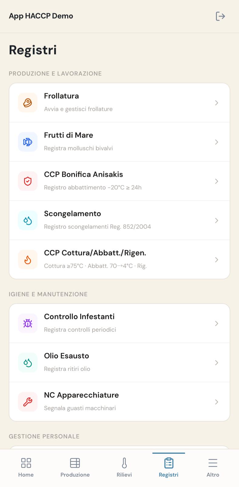 Registri HACCP